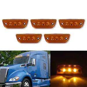 5PCS Amber Lens Amber LED Roof Clearance Marker Lamps Light For Kenworth T680 T770 T880 Replace OEM 36780 (Equivalent 888-5128)