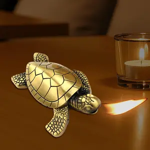 Free delivery of butane lighter (excluding butane) - Creative golden turtle shaped desktop lighter, cool and portable adjustable soft flame lighter, men's fashionable replaceable accessory