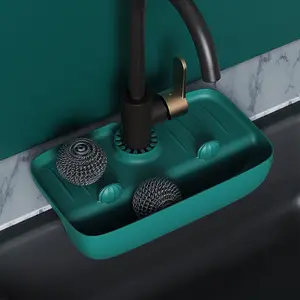 Kitchen Faucet Protector, Sink Splash Guard, Storage Rack, Sponge Holder, Easy Install Drain Mat, Deep Design, Practical and Aesthetic