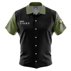 RPD S.T.A.R.S. Resident Evil Button Up Hawaiian Shirt - Ape Japanese Anime Style Button Up Hawaiian Shirt Men Women Fashion Y2k Oversized Pullovers