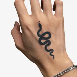 Mystic Coiled Snake Temporary Tattoo Sticker, Herbal Juice Semi-Permanent Tattoo, Magic Tattoo Waterproof & Long-Lasting 7-15 Days, Realistic Shoulder & Chest Tattoo for Men & Women