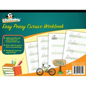 Easy Peasy Cursive Workbook – Visual Cursive Handwriting Paper with Slanted Color-Coded Blocks