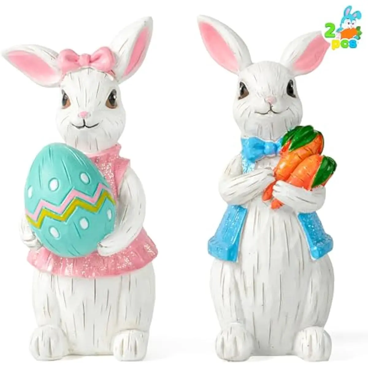 Easter 2Pcs Bunny Decor, Easter Indoor Decorations for Table, Spring Decor for Home, Rabbit, Egg Figuring for Home and Office