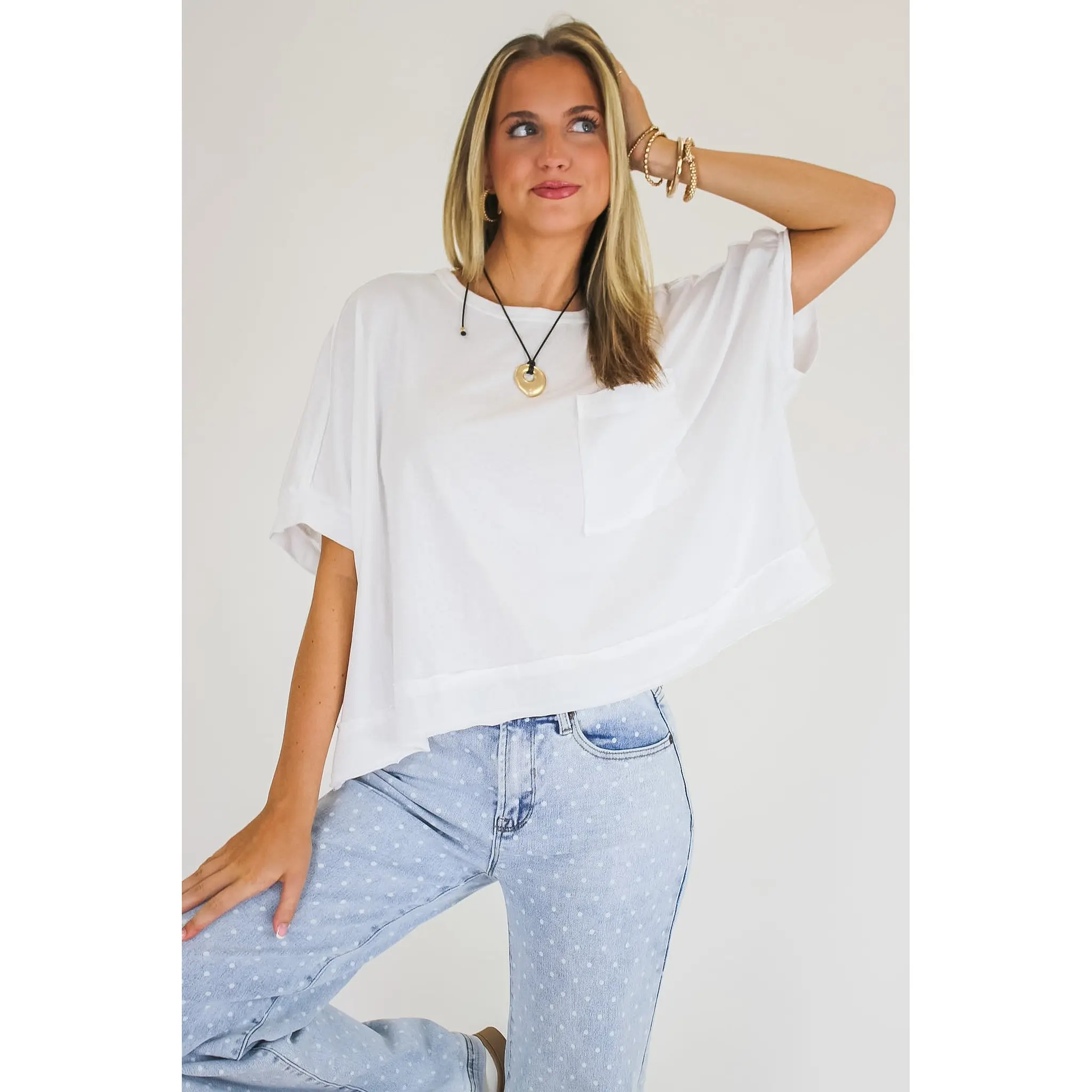Priscillah Mineral Wash Oversized Pocket Tee