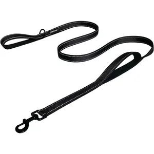 Heavy Duty Dog Leash - 2 Handles by Padded Traffic Handle for Extra Control, 6foot Long - Perfect for Medium to Large Dogs (6 ft, Black)