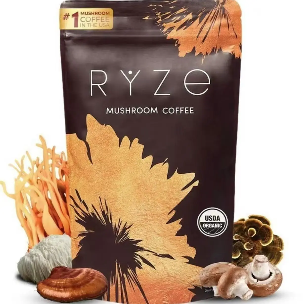 Mushroom Coffee UsDA Organicwith 6Adaptogenic Mushrooms and McT oilInstant Coffee for Better Energy, Focus,.Digestion,30 Servings