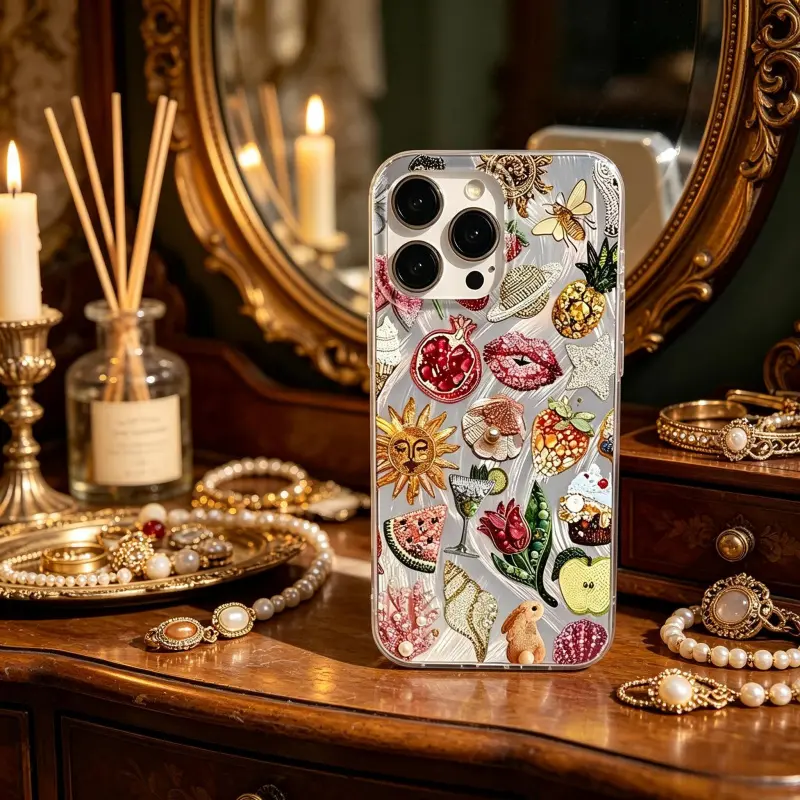 Soft Flexible TPU Smartphone Protector Case Cover for iPhone 12/13/14/15/16/17 Series (Standard, Pro, Pro Max) - Trendy Feather, Floral Planetary Design, Anti-Slip, Shockproof Drop Protection, Mobile Device Accessory