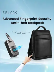 Fingerprint Lock Leather Backpack for Men, Multi-Functional Business Laptop Bag for Daily Commutes, Travel Backpack with Multiple Compartments to Organize Efficiently, Gift Box Included
