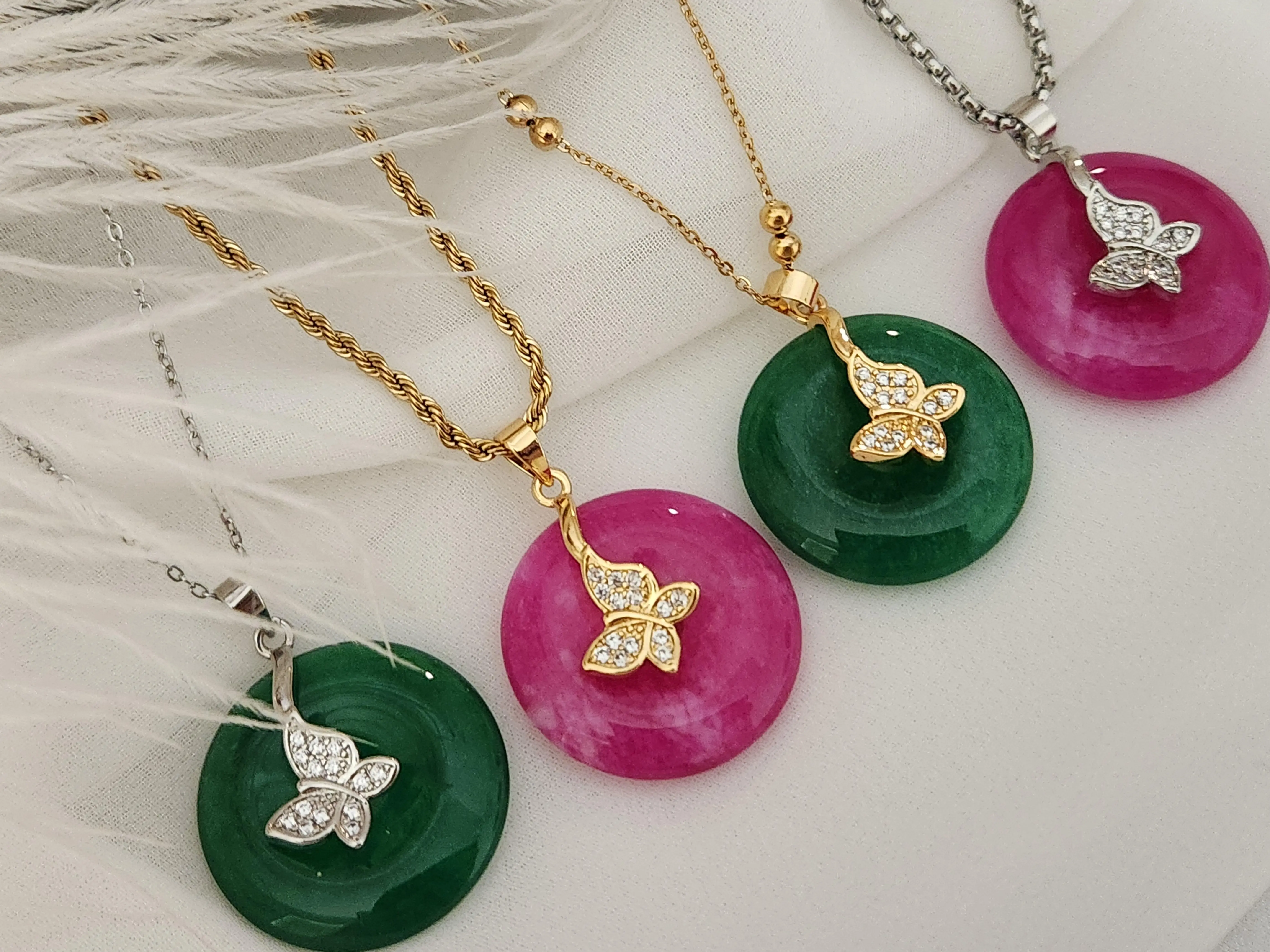 Gold Or Silver Jade Necklace Grade A Jade Jade Green