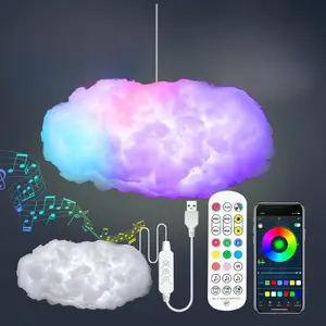 3D Cloud Shaped Night Light, Illuminated Night Light, USB Powered RGB Color Changing LED Light with Remote Control, Music Sync LED Lights for Home & Game Room Decor, Party Decor