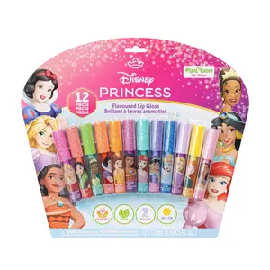 Disney 12-Piece Plant-Based Scented Lip Gloss Pack, Gentle Kids Makeup Moisturizer Set for Girls, Hydrating Glossy Lip Care, Party Favors & Birthday Gifts for Ages 3+ by Townley Girl