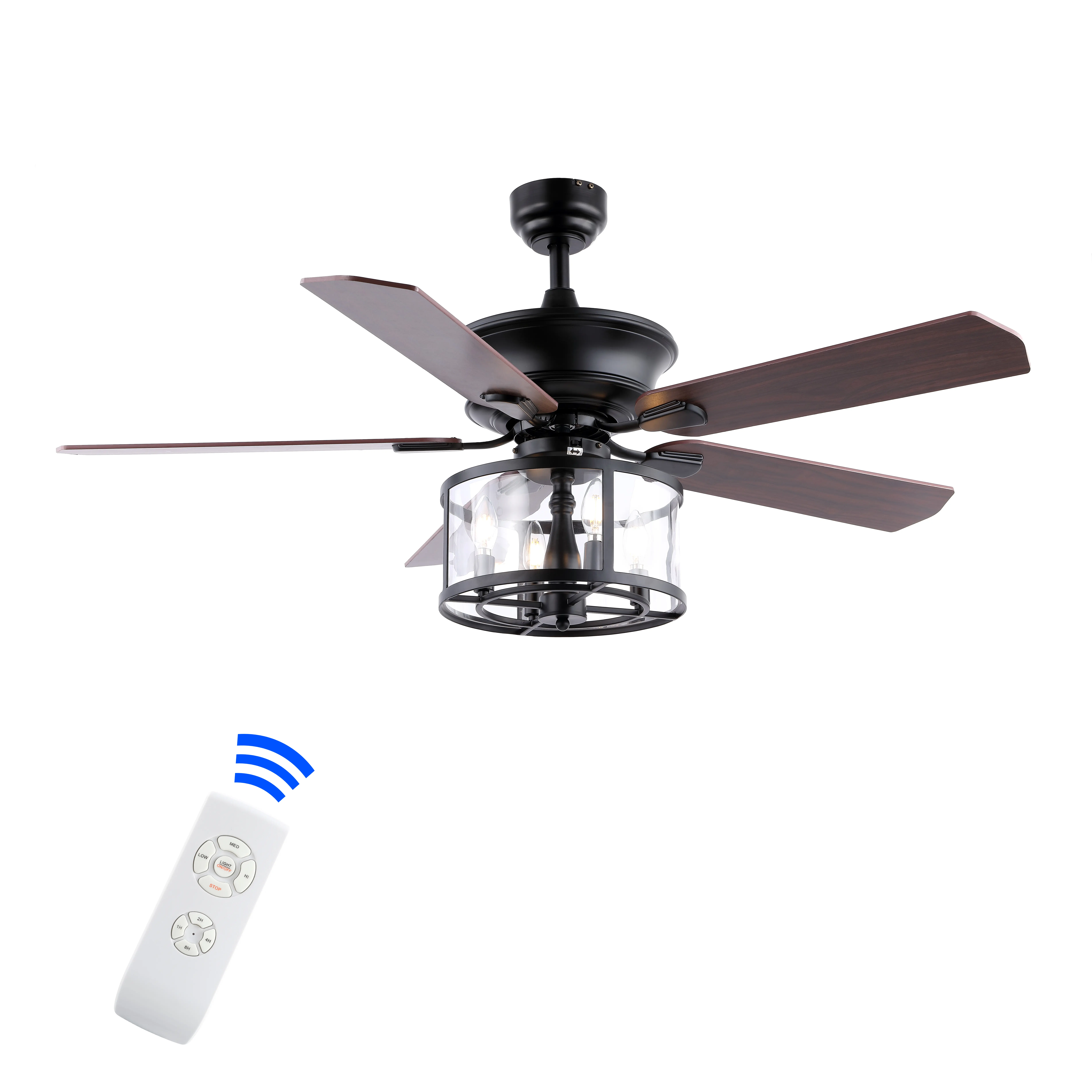 Braxton 52" Farmhouse Industrial Iron Drum Shade LED Ceiling Fan With Remote Braxton 52" Farmhouse Industrial Iron Drum Shade LED Ceiling Fan With Remote