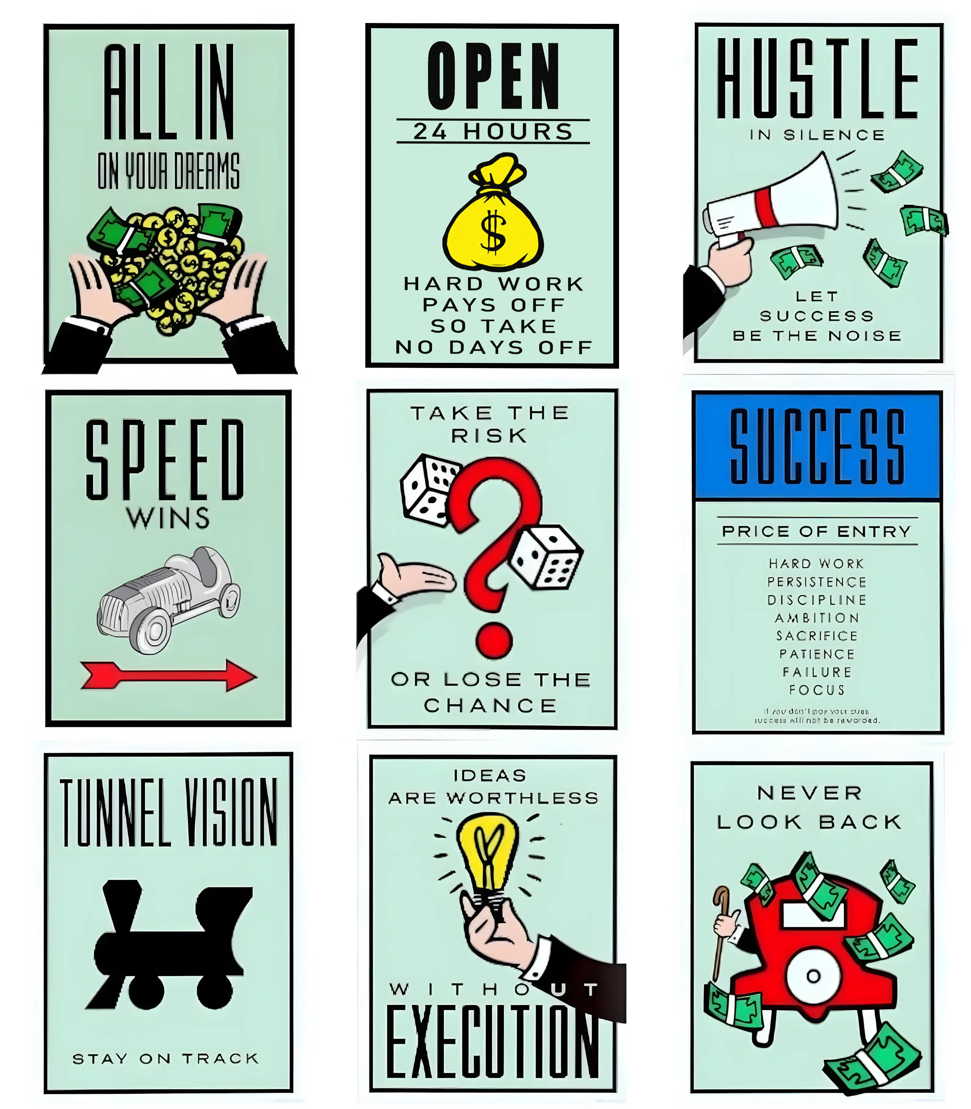 Monopoly Motivational Poster Wall Art  Classic Cartoon Graffiti Canvas Time is Money Poster Home Living Room Office Wall Picture Decor wall set Decoration Artistic