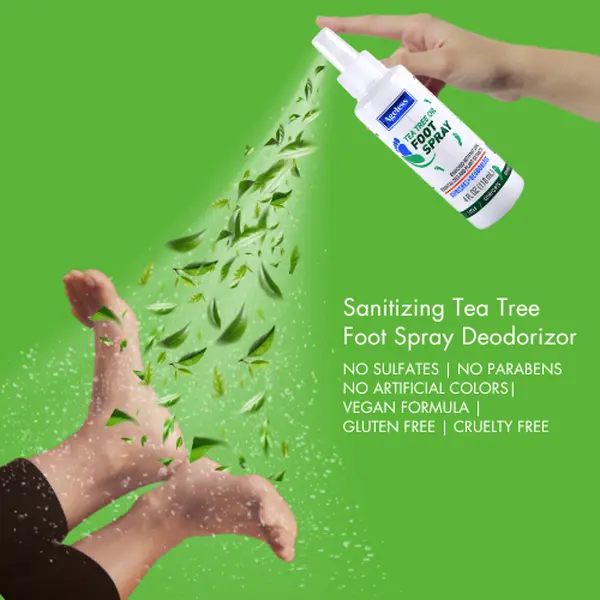 Tea-Tree Foot Odor Eliminator Foot Spray - Natural Foot & Shoe Deodorizer with Aloe Vera foot spray