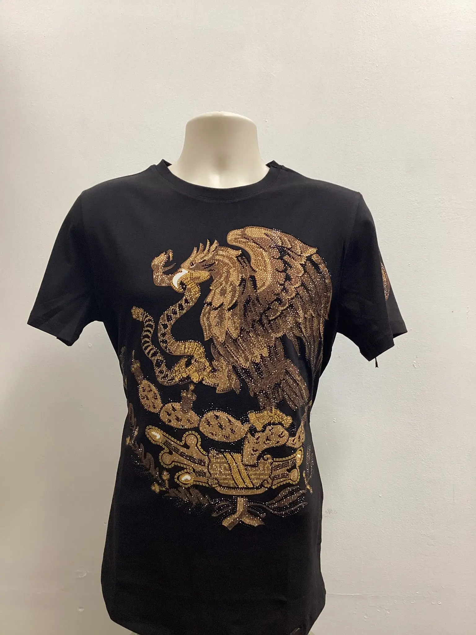 Mens Mexico Emblem Rhinestone Slim Fit  TShirt