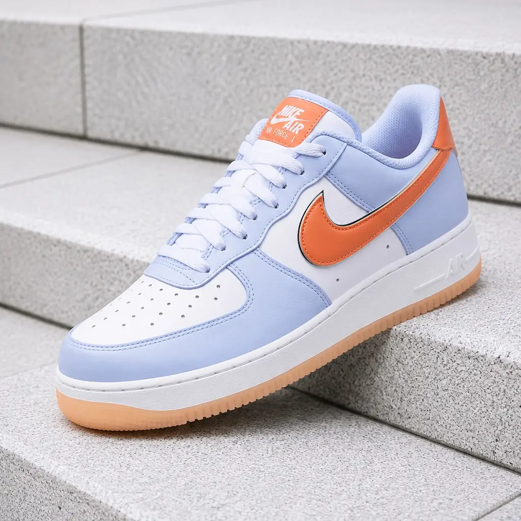 Nike Air Force 1 Low '07 Hydrogen Blue Orange Frost Men's Fashion Sneaker New