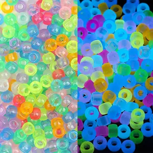 1000pcs Glow in The Dark Pony Beads Set Vibrant Handmade Hair Accessories 6x9mm Rave Kandi Acrylic Beads Neon Luminous Colored Charms Hair Bead for Braids DIY Jewelry Making Crafts Party Supplies