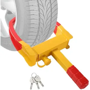 Wheel Lock,1/2 Pack Universal Wheel Clamp Lock,Adjustable Anti Theft Trailer Lock Wheel Clamp,Heavy-duty Steel Tire Lock for ATV RV SUV Car Golf Cart Boats Motorcycles.with 3 Keys