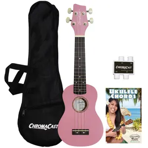Sawtooth Basswood Soprano Ukulele, Pink, w/ Nylon Bag, Pitch Pipe & Quick Start Guide