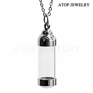 NEW Transparent Glass Urn Necklace For Ashes Cremation Pendant Memorial Jewelry