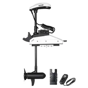 VEVOR Electric Trolling Motor, 12V 55lbs Thrust with GPS, 10-Speed Bow Mounted Saltwater Outboard Boat Motor with Remote Control LCD Battery Indicator, for Kayaks, Fishing Boats, 54-Inch Shaft