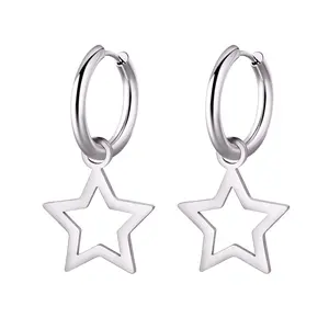 Oufer Star Hoop Clicker Earrings 2PCS 316L Stainless Steel