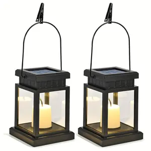 2/4-Pack Outdoor Solar Hanging Lights, LED Flameless Candle Light, Outdoor Decorative Lights, Outdoor Landscape Lights, Garden Patio Lawn Deck Tent Tree Decor, Outdoor Pathway Lighting, Non-Rechargeable Batteries Included