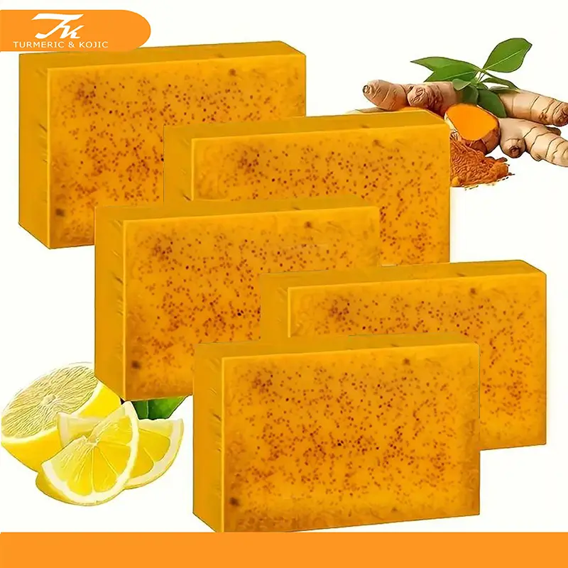 TTURMERIC&KOJIC urmeric & KojicAcid Brightening Soap, DarkSpot Remover, Kojic AcidSoap, Soap Body CareBody Wash Lemon FlawlessOrganic Moisturize Friend turmeric soap bar turmeric kojic acid soap body wash