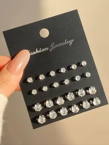 Zircon Ear Studs, Stud Earrings, Fashion Jewelry for Party, Daily Clothing Decor, Trendy All-match & Exquisite Jewelry for Birthday Gift, Artificial Zircon Earrings, Fashionable Earrings