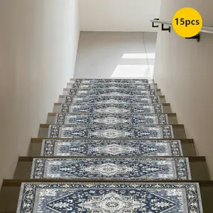 Non-Slip Stair Carpet, Step Protection Carpet, Decorative Bordered Stair Mat, Boho Runner Rug, Bohemian Style Rugs for Home Decoration & Bedroom Accessories - Suitable for Indoor, Outdoor Stairs & Multiple Scenarios