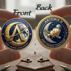 Artemis II Generation Challenge Coin – First Crewed Lunar Mission Commemorative Space Collector Gift Souvenir