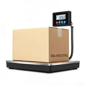 Shipping Scale 440lb x 10g Accuracy, 200kg Postal Scale with Hold/Tare/Stainless Steel Platform, Digital Shipping Scale for Packages/Small Business/Luggage, Battery & AC/DC Adapter