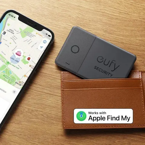 eufy Security SmartTrack Card (Black, 1-Pack) - GPS Tracker, Wireless Positioning Tag, Lost Item Finder, iOS-Only Find My Compatible, Wallet Clips, Phone Locator, 3-Year Battery Life, Water-Resistant, Alarm Alert | Spingtok
