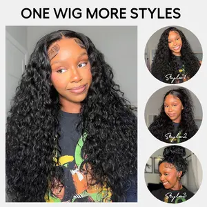 Mscoco Pull Go Drawstring 360 Lace Frontal Wigs Water Wave Pre-Bleached Knots Human Hair Wigs Wet And Wavy Wig