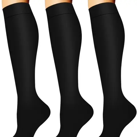 3 pairs Compression Socks 20-30 mmHg Long Socks for Women and Men Knee High Socks