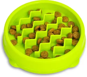 Kitty Slow Feeder Cat Bowl for Wet or Dry Food Green 0.5 Cups Non-Slip BPA-Free Puzzle Design Helps Prevent Bloat & Improve Digestion