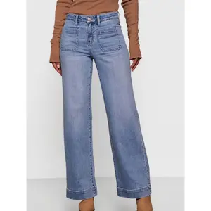 2025 Spring New High Waist Straight And Thin Wide Legs Temperament Denim Trousers