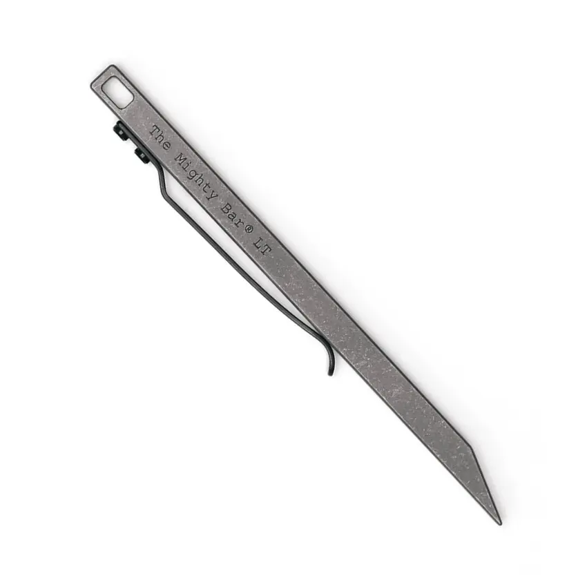 The Mighty Bar Long Edition Pry Bar - Stainless Steel Pocket Clip - LT and LD2, Titanium or D2
