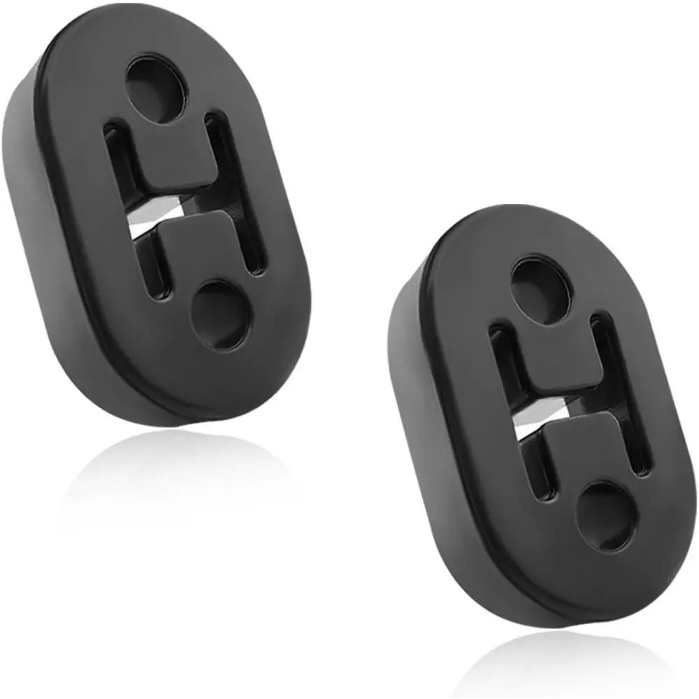 2 PCS Universal Fit High-Density Rubber Car Exhaust Hangers - Bolt Mount Pipe Stabilizer, Heavy-Duty Auto Muffler Insulator Bushings, 2-Hole 0.47in (12mm) Brackets, 0.79in High 1.84in Wide Black Automotive Fasteners & Clips
