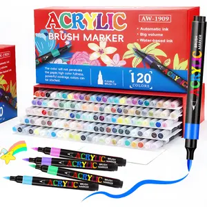 Acrylic Paint Pens Markers,Soft Brush Tips - Quick-Dry Professional Art Markers for Rock Painting, Canvas, Wood, Glass, Ceramic, Fabric, Plastic, Egg & Scrapbook. Paint Markers