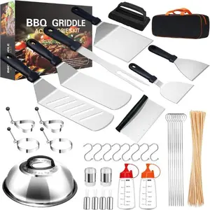 139Pcs Griddle Accessories Kit, Flat Top Grilling Accessories, Portable BBQ Grill Accessories for Camping, Grill Tools Set with Spatulas, Scraper  Indoor Outdoor Barbeque Grill Utensils Set