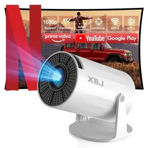 XBJ Portable Projector with Android 11 Dual Wi-Fi 6 BT5.4 290ANS Brightness 130 Inch Screen 180 Degree Flip for Home Cinema,Christmas and Halloween gifts theater projector Audio Wireless Remote Speaker