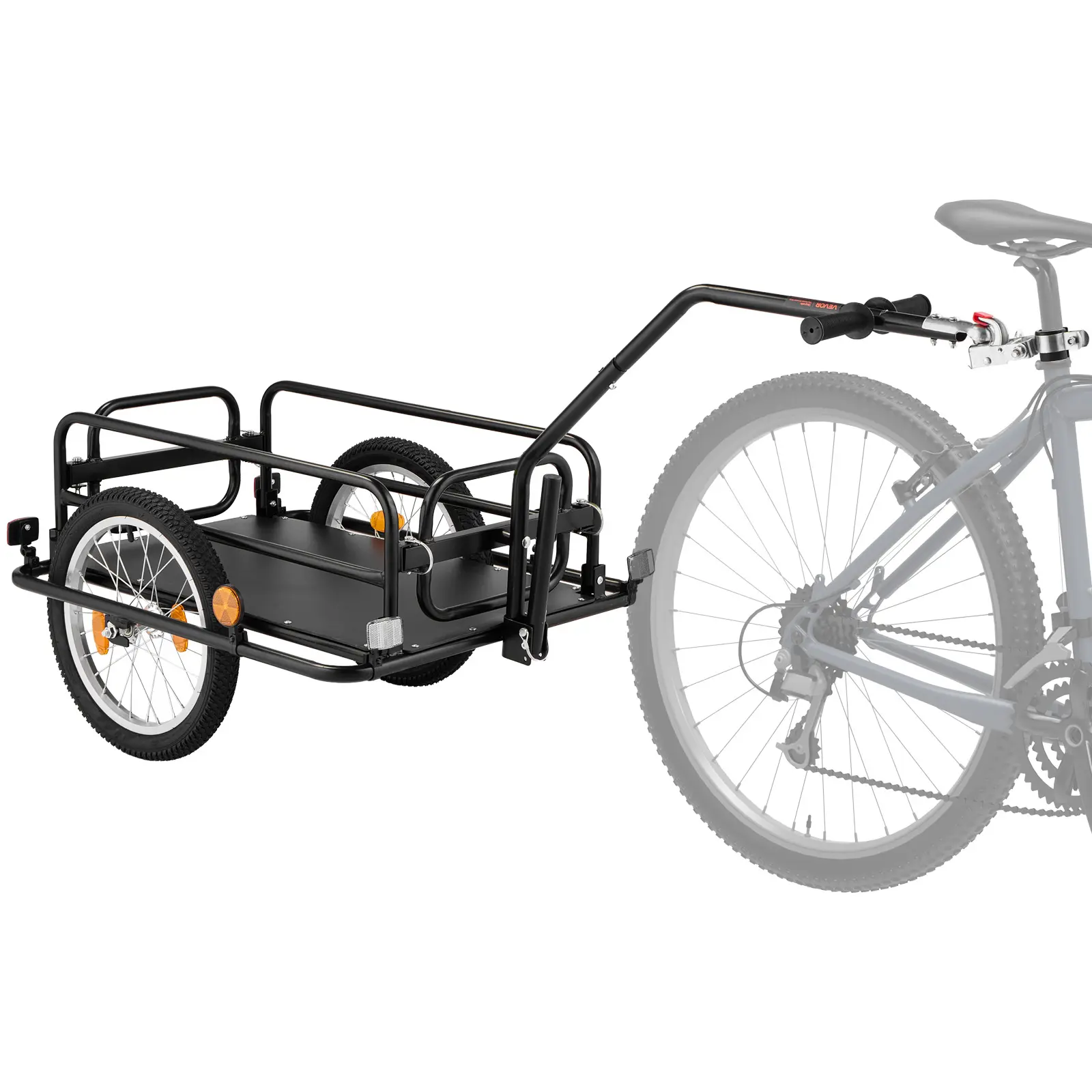 VEVOR Bike Cargo Trailer 88 lbs Load 2-in-1 Pushcart Folding Bicycle Wagon, Heavy-Duty Cart with 16-Inch Wheels, Reflectors, Carbon Steel Frame, Foldable Compact Storage, Fits 22-28 in Bike Wheels