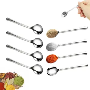 3.93" Mini Spoons 8pcs, Tiny Stainless Steel Spoon for Spice Jars, Small Seasoning Spoon for Spices, Salt, Sugar, Honey, SUS 304 Food Grade Serving Spoons
