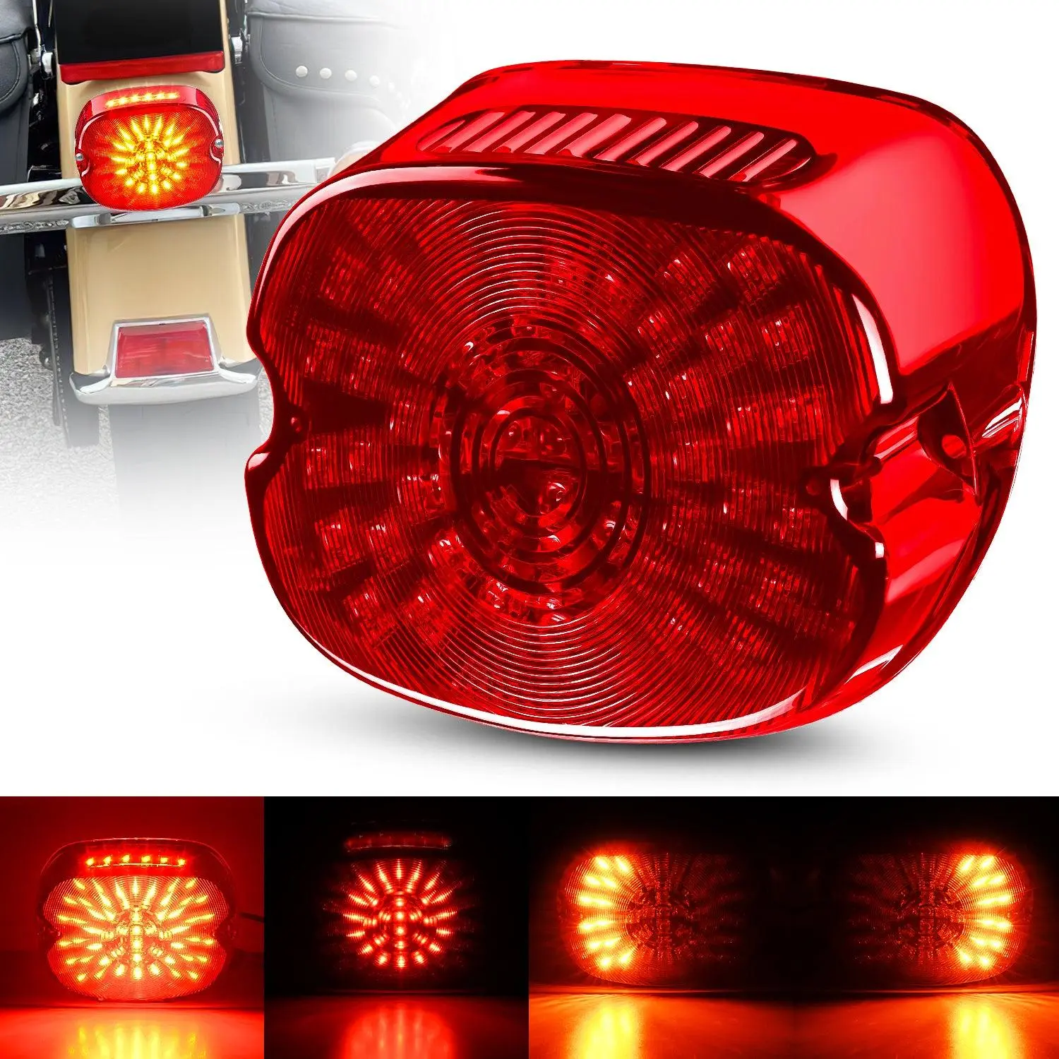 Nilight LED Tail Light - Motorcycle Brake Turn Signal Driving License Plate Led Backlights, Red Housing, Plug and Play Motorcycle Parts Compatible with Harley Davidson Dyna, Sportster 883/1200, Road King Glide, Harley Motorcycle Accessories