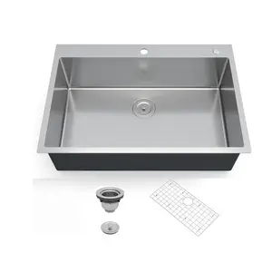 Garvee 36-Inch Embedded Kitchen Sink, Stainless Steel Countertop - Single-Basin Design, with Sound Insulation Pads, Scratch-Resistant Surface and Accessories, Ideal for Home Renovation