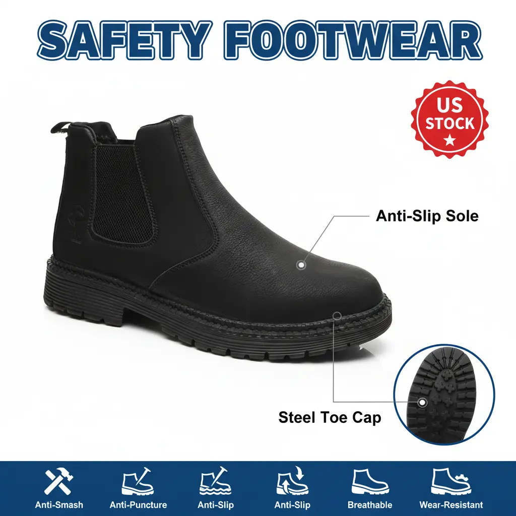 Advanced Splash-proof Smash-proof Puncture-proof Breathable Safety Shoes Unisex Chef Work Shoe Waterproof Anti-slip Durable Outdoor Comfortable for Delivery Drivers and Transport Professionals with Steel Toe Cap Guard Men Women