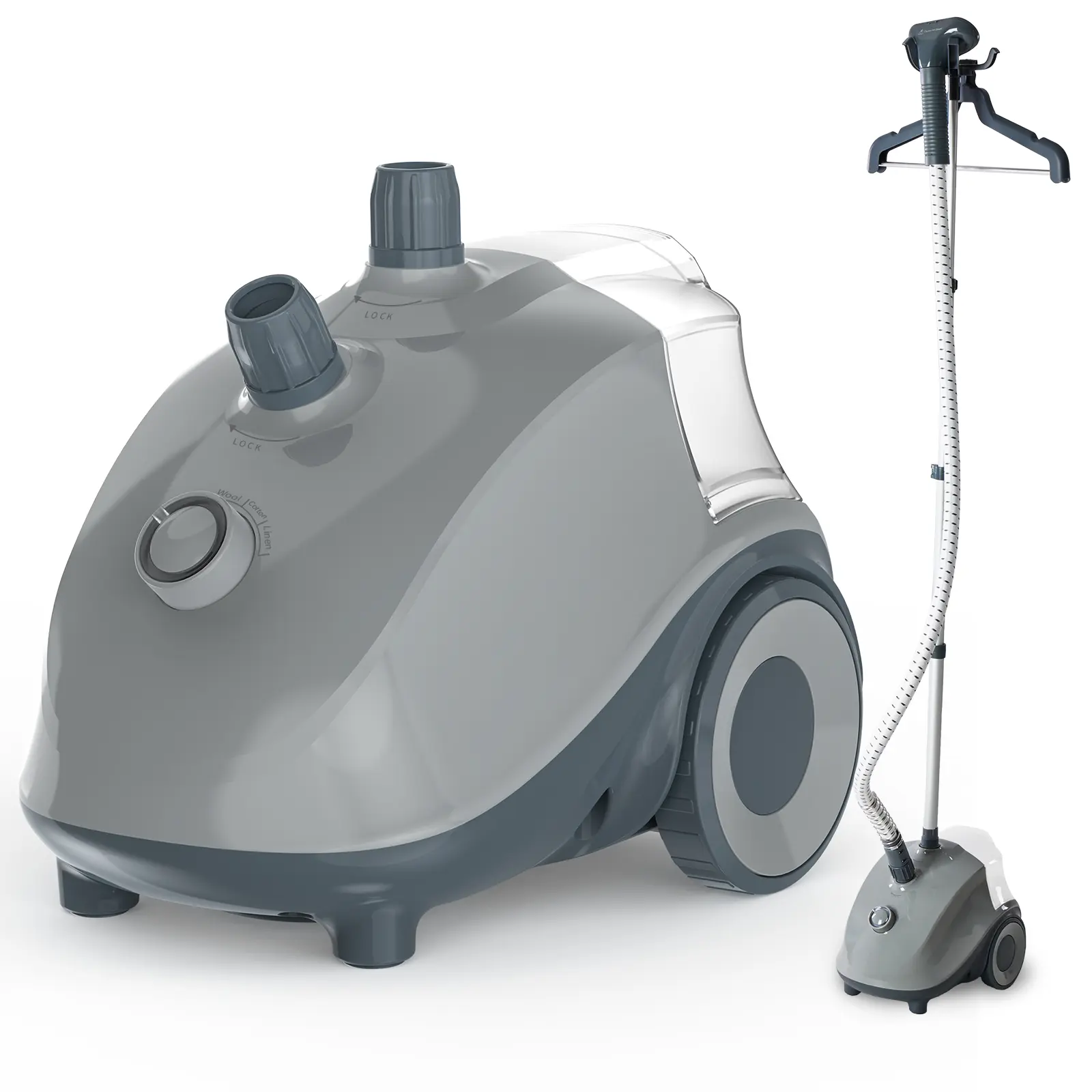 Professional 1500W Garment Steamer with Wheels - 1.7L Tank for 55 Min Continuous Steaming, Adjustable Height & Auto Shut-Off, Commercial/Home Use