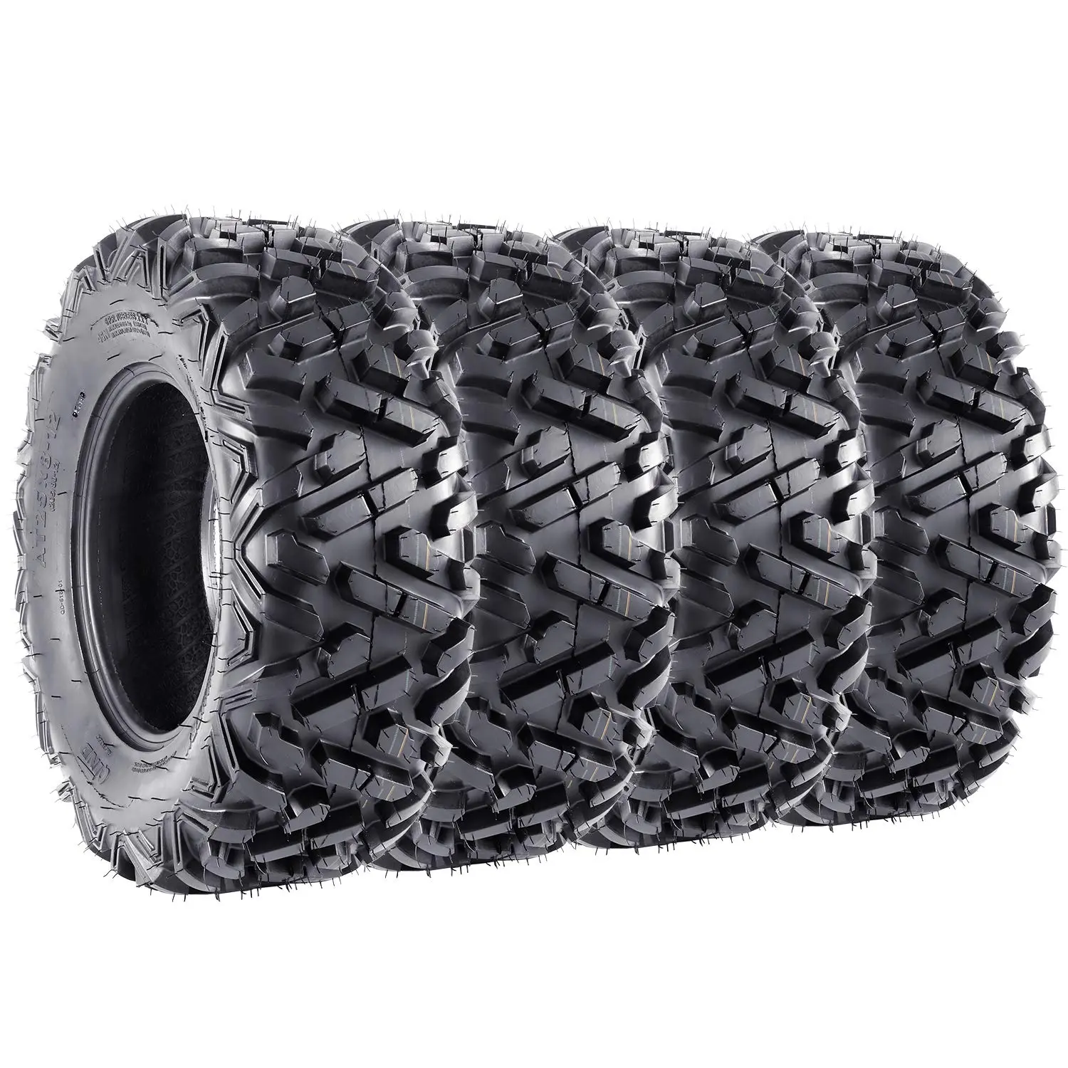 6-Ply Durable All-Terrain ATV/UTV Tubeless Tires (Set of 4) – 25x8-12 Front, 25x10-12 Rear, Aggressive Design, Deep Grip, Low Maintenance, Boosting Grip for Demanding Work Conditions, Superior Off-Road Traction