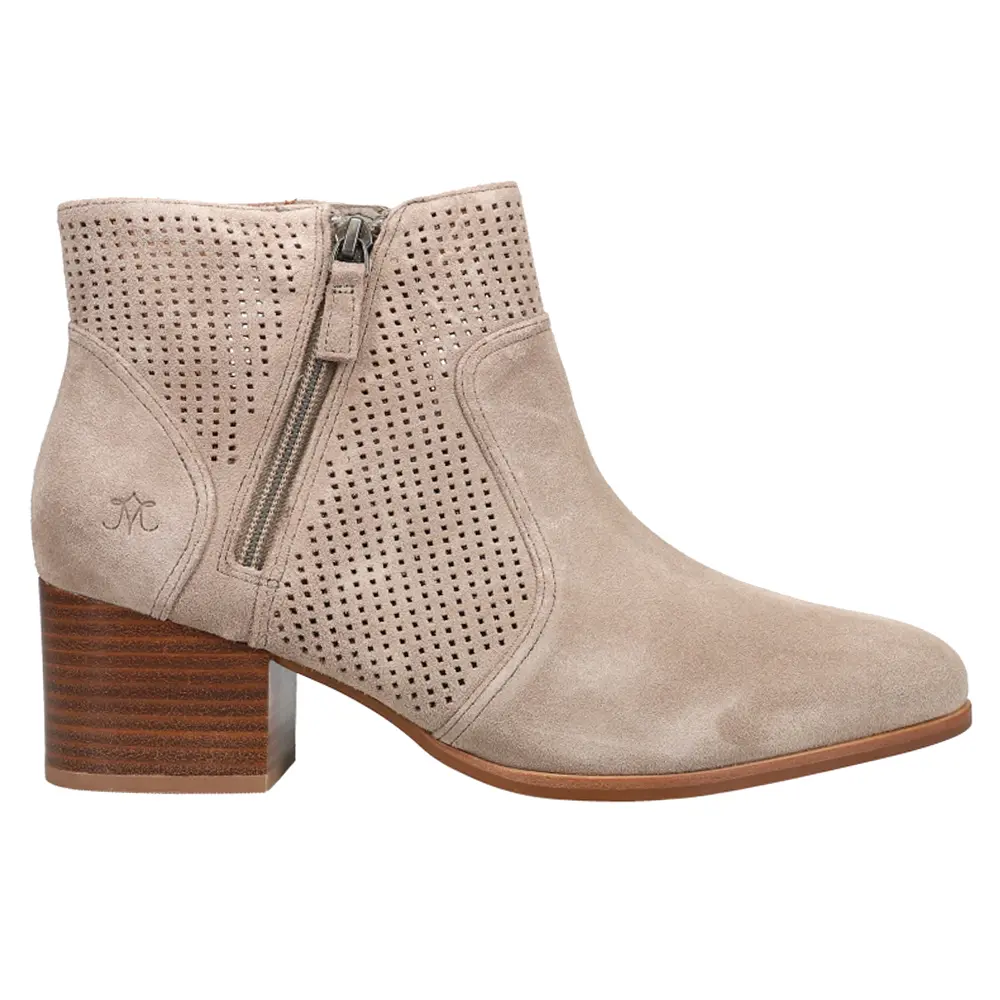 Johnston & Murphy Womens Trista Cut Out Pointed Toe Zippered Casual Boots Mid Heel 2-3" - Beige